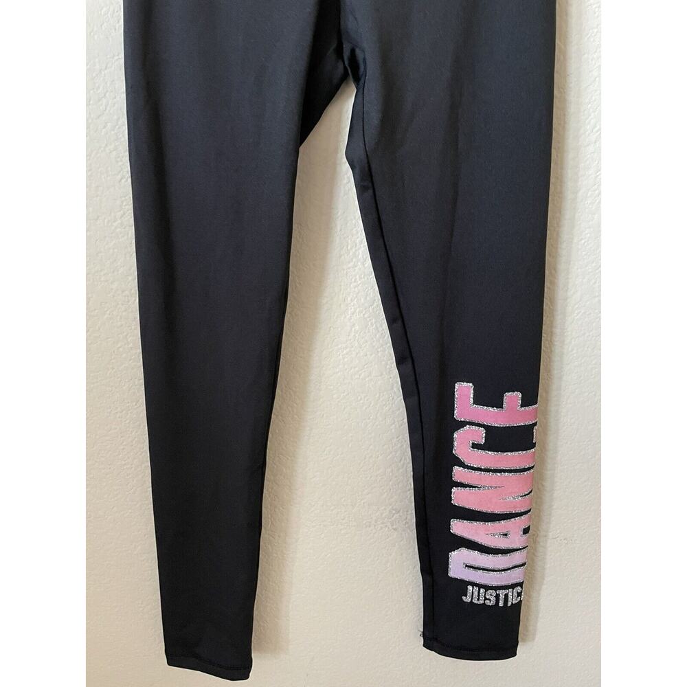 Justice Black Dance Glitter Sparkle High Waist Full Length Leggings Size 12 - Picture 3 of 7